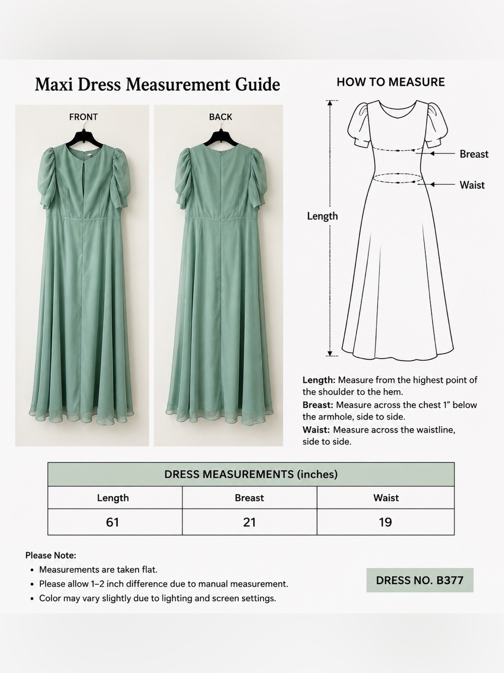 Women’s Mint Green Maxi Dress XL Puff Sleeve Formal Evening Gown NWT - Picture 6 of 6